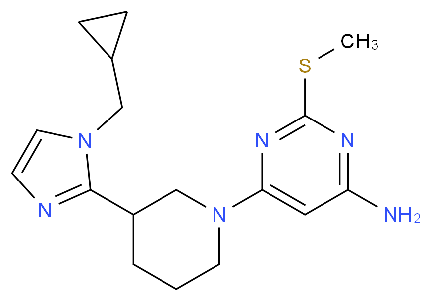 6-{3-[1-(cyclopropylmethyl)-1H-imidazol-2-yl]-1-piperidinyl}-2-(methylthio)-4-pyrimidinamine_分子结构_CAS_)
