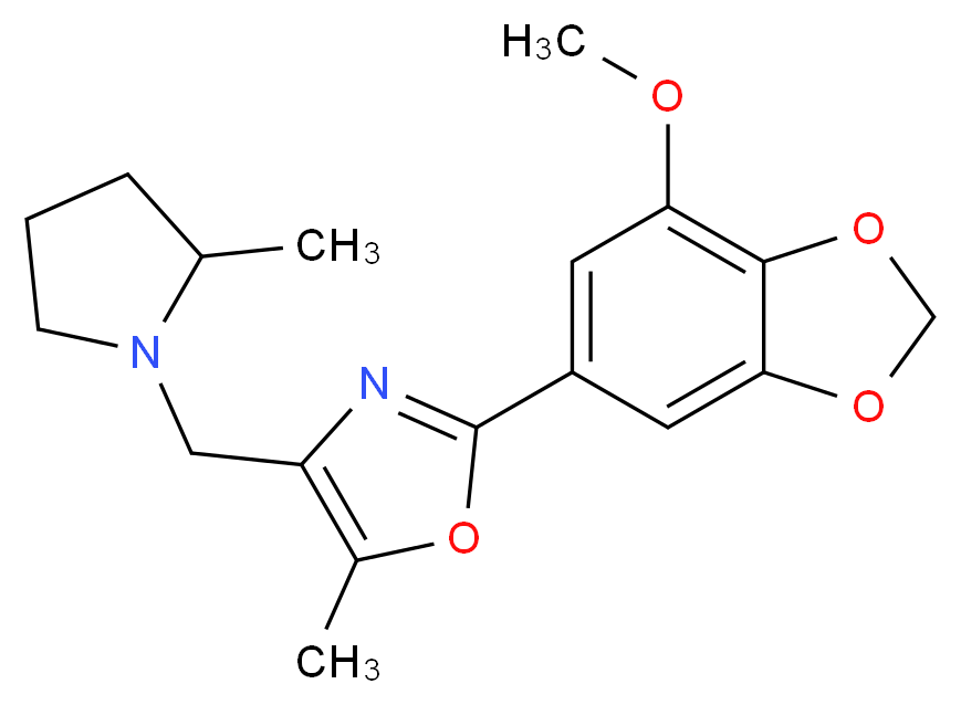 2-(7-methoxy-1,3-benzodioxol-5-yl)-5-methyl-4-[(2-methylpyrrolidin-1-yl)methyl]-1,3-oxazole_分子结构_CAS_)