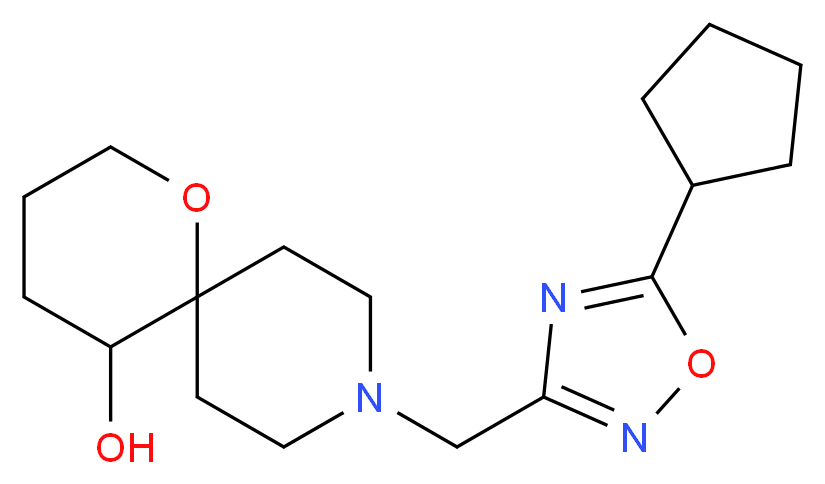 9-[(5-cyclopentyl-1,2,4-oxadiazol-3-yl)methyl]-1-oxa-9-azaspiro[5.5]undecan-5-ol_分子结构_CAS_)