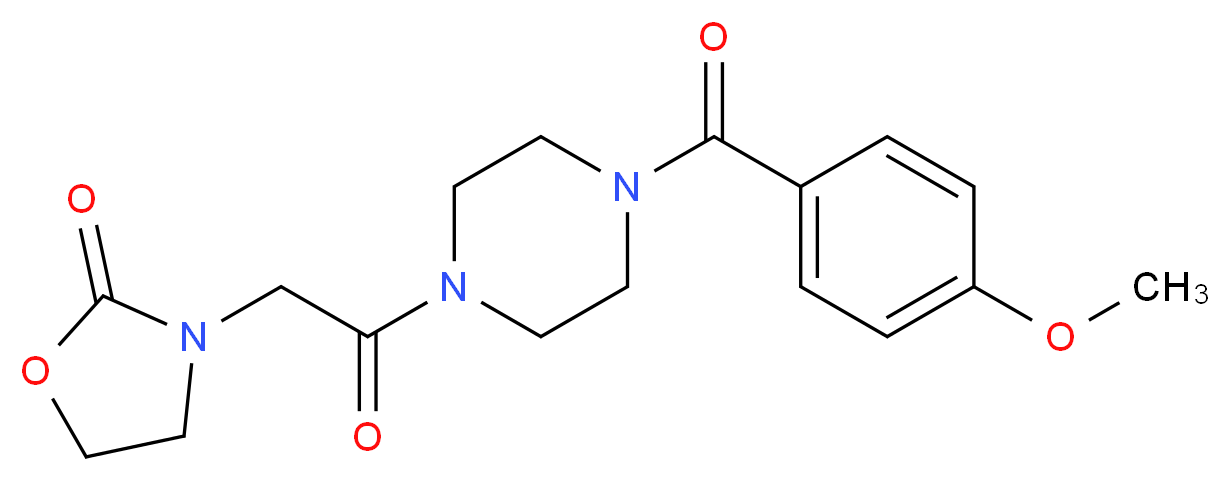 3-{2-[4-(4-methoxybenzoyl)-1-piperazinyl]-2-oxoethyl}-1,3-oxazolidin-2-one_分子结构_CAS_)