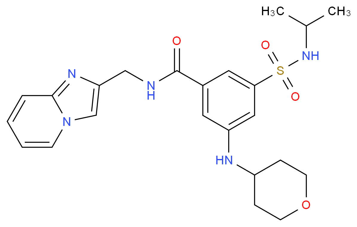 N-(imidazo[1,2-a]pyridin-2-ylmethyl)-3-[(isopropylamino)sulfonyl]-5-(tetrahydro-2H-pyran-4-ylamino)benzamide_分子结构_CAS_)