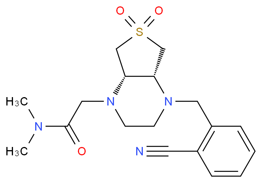 2-[(4aR*,7aS*)-4-(2-cyanobenzyl)-6,6-dioxidohexahydrothieno[3,4-b]pyrazin-1(2H)-yl]-N,N-dimethylacetamide_分子结构_CAS_)