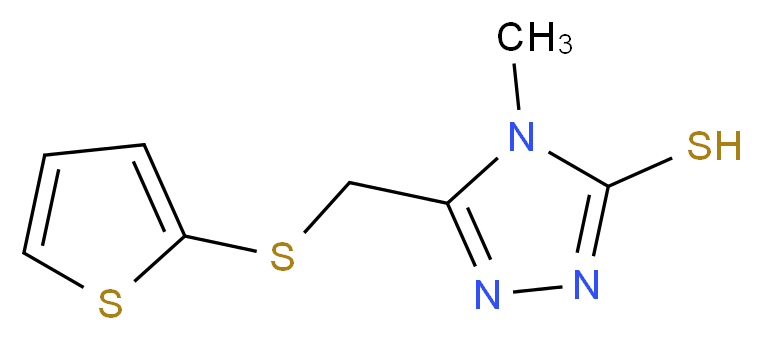 4-methyl-5-[(thiophen-2-ylsulfanyl)methyl]-4H-1,2,4-triazole-3-thiol_分子结构_CAS_448947-84-0