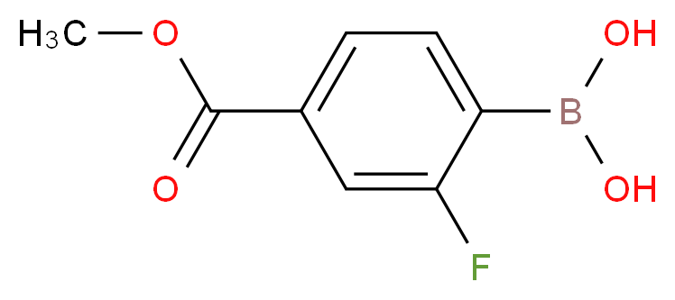 [2-fluoro-4-(methoxycarbonyl)phenyl]boronic acid_分子结构_CAS_603122-84-5