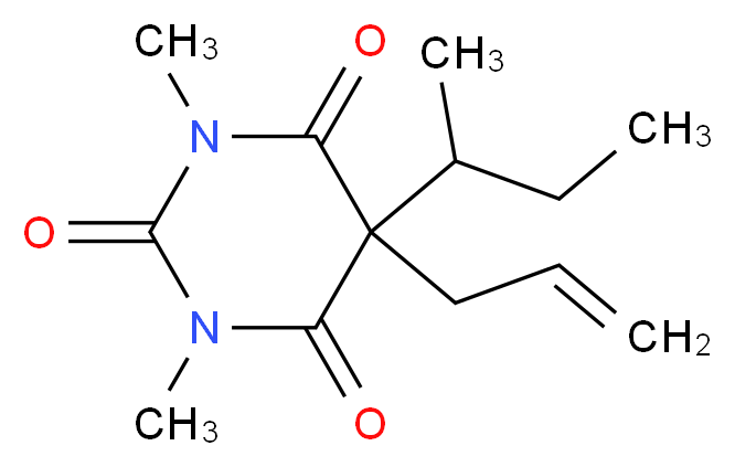 5-(butan-2-yl)-1,3-dimethyl-5-(prop-2-en-1-yl)-1,3-diazinane-2,4,6-trione_分子结构_CAS_115-44-6