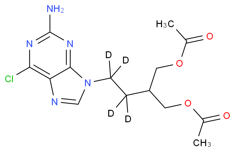 2-[(acetyloxy)methyl]-4-(2-amino-6-chloro-9H-purin-9-yl)(3,3,4,4-<sup>2</sup>H<sub>4</sub>)butyl acetate_分子结构_CAS_1020718-81-3