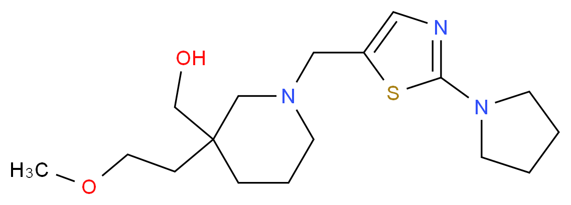 (3-(2-methoxyethyl)-1-{[2-(1-pyrrolidinyl)-1,3-thiazol-5-yl]methyl}-3-piperidinyl)methanol_分子结构_CAS_)