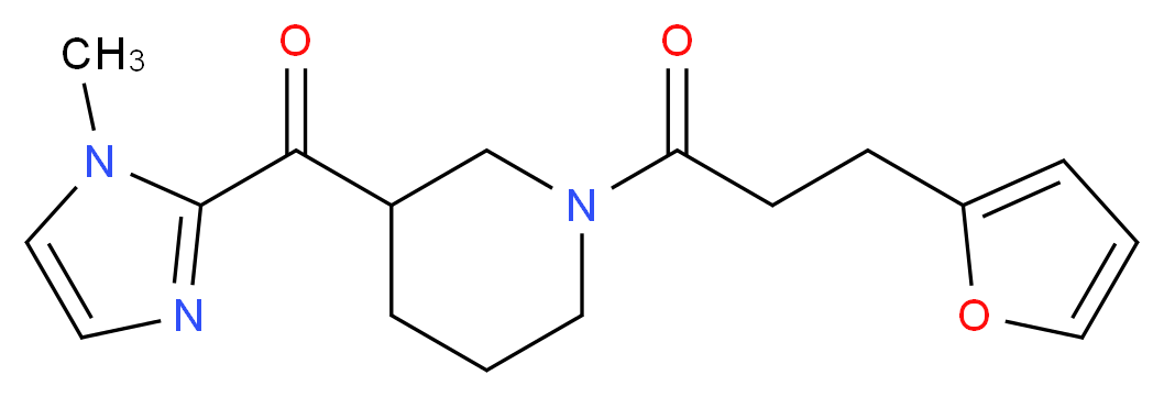 {1-[3-(2-furyl)propanoyl]-3-piperidinyl}(1-methyl-1H-imidazol-2-yl)methanone_分子结构_CAS_)