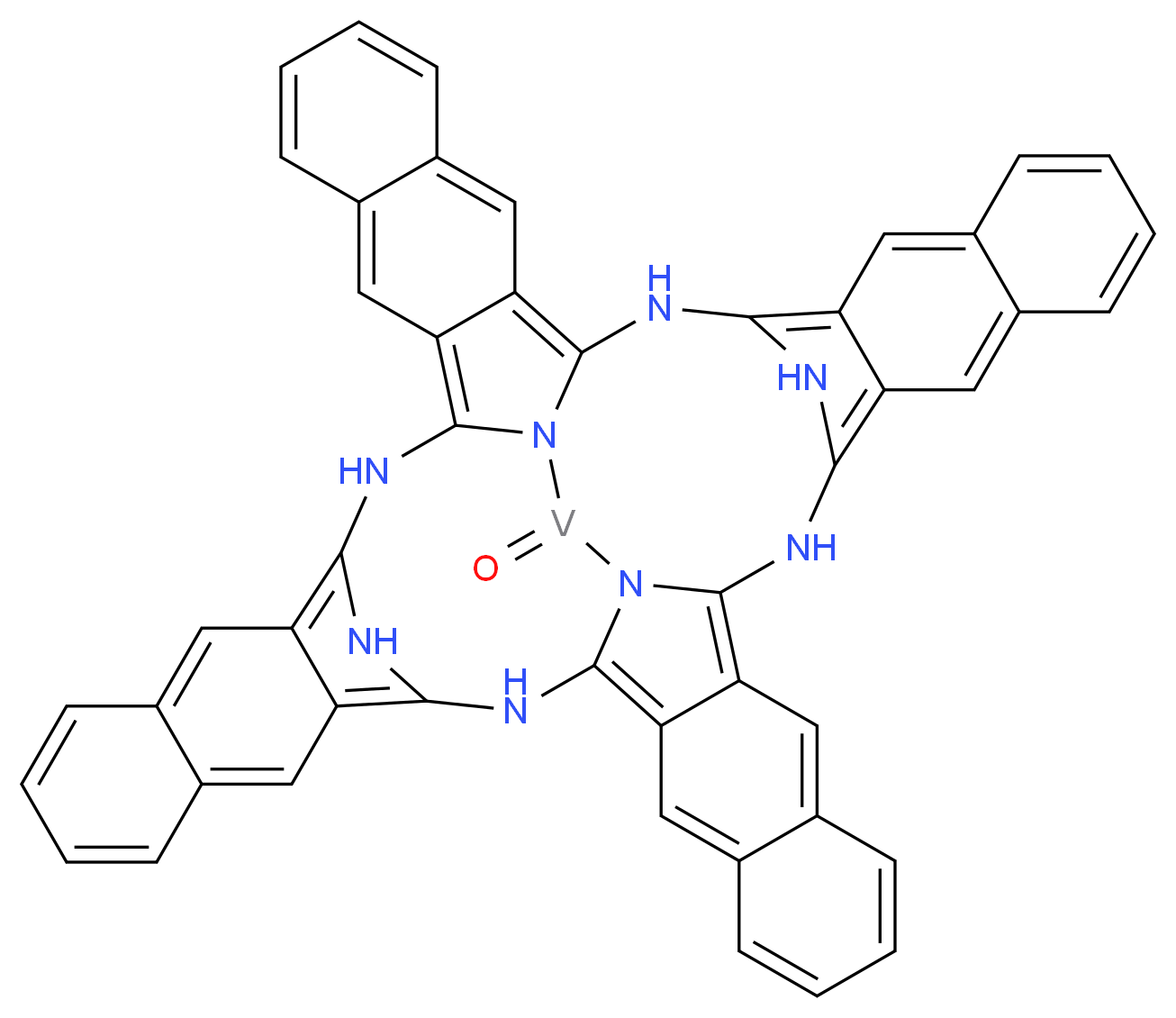 54-oxo-13,26,39,52,53,55,56,57-octaaza-54-vanadatetradecacyclo[25.25.3.1<sup>1</sup><sup>4</sup>,<sup>2</sup><sup>5</sup>.1<sup>4</sup><sup>0</sup>,<sup>5</sup><sup>1</sup>.0<sup>2</sup>,<sup>1</sup><sup>1</sup>.0<sup>4</sup>,<sup>9</sup>.0<sup>1</sup><sup>2</sup>,<sup>5</sup><sup>3</sup>.0<sup>1</sup><sup>5</sup>,<sup>2</sup><sup>4</sup>.0<sup>1</sup><sup>7</sup>,<sup>2</sup><sup>2</sup>.0<sup>2</sup><sup>8</sup>,<sup>3</sup><sup>7</sup>.0<sup>3</sup><sup>0</sup>,<sup>3</sup><sup>5</sup>.0<sup>3</sup><sup>8</sup>,<sup>5</sup><sup>5</sup>.0<sup>4</sup><sup>1</sup>,<sup>5</sup><sup>0</sup>.0<sup>4</sup><sup>3</sup>,<sup>4</sup><sup>8</sup>]heptapentaconta-1,3,5,7,9,11,14,16,18,20,22,24,27,29,31,33,35,37,40,42,44,46,48,50-tetracosaene_分子结构_CAS_33273-15-3