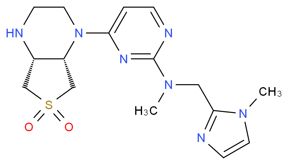 4-[(4aR*,7aS*)-6,6-dioxidohexahydrothieno[3,4-b]pyrazin-1(2H)-yl]-N-methyl-N-[(1-methyl-1H-imidazol-2-yl)methyl]pyrimidin-2-amine_分子结构_CAS_)