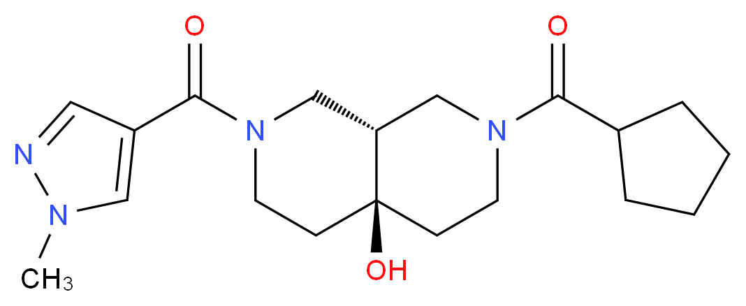 (4aS*,8aS*)-2-(cyclopentylcarbonyl)-7-[(1-methyl-1H-pyrazol-4-yl)carbonyl]octahydro-2,7-naphthyridin-4a(2H)-ol_分子结构_CAS_)