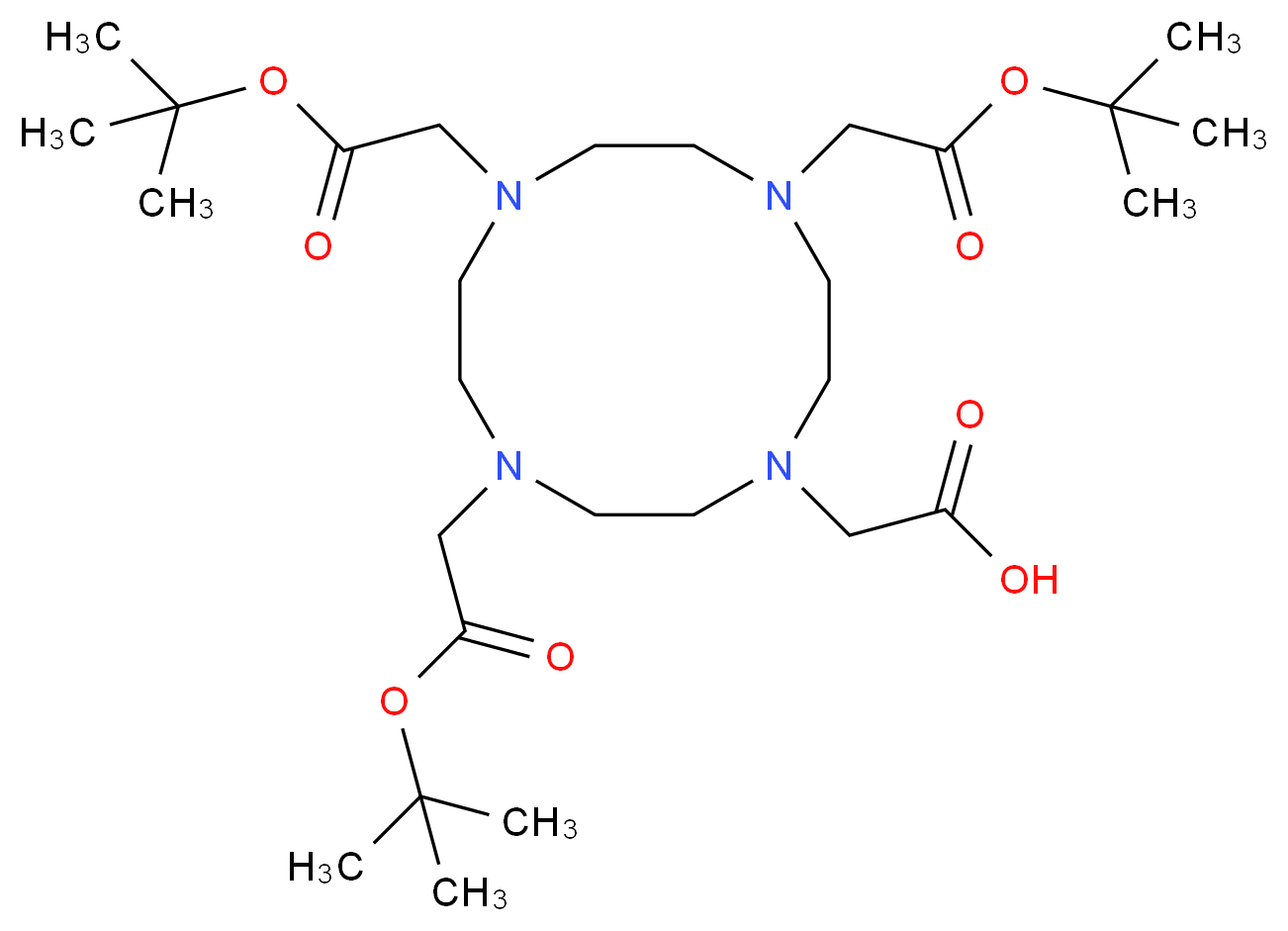 2-{4,7,10-tris[2-(tert-butoxy)-2-oxoethyl]-1,4,7,10-tetraazacyclododecan-1-yl}acetic acid_分子结构_CAS_137076-54-1