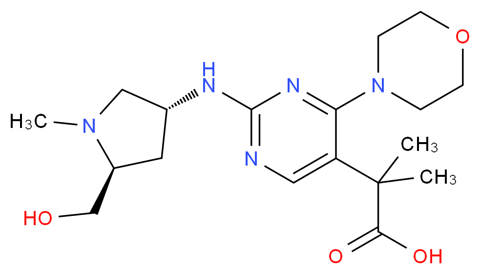 2-(2-{[(3R,5S)-5-(hydroxymethyl)-1-methylpyrrolidin-3-yl]amino}-4-morpholin-4-ylpyrimidin-5-yl)-2-methylpropanoic acid_分子结构_CAS_)