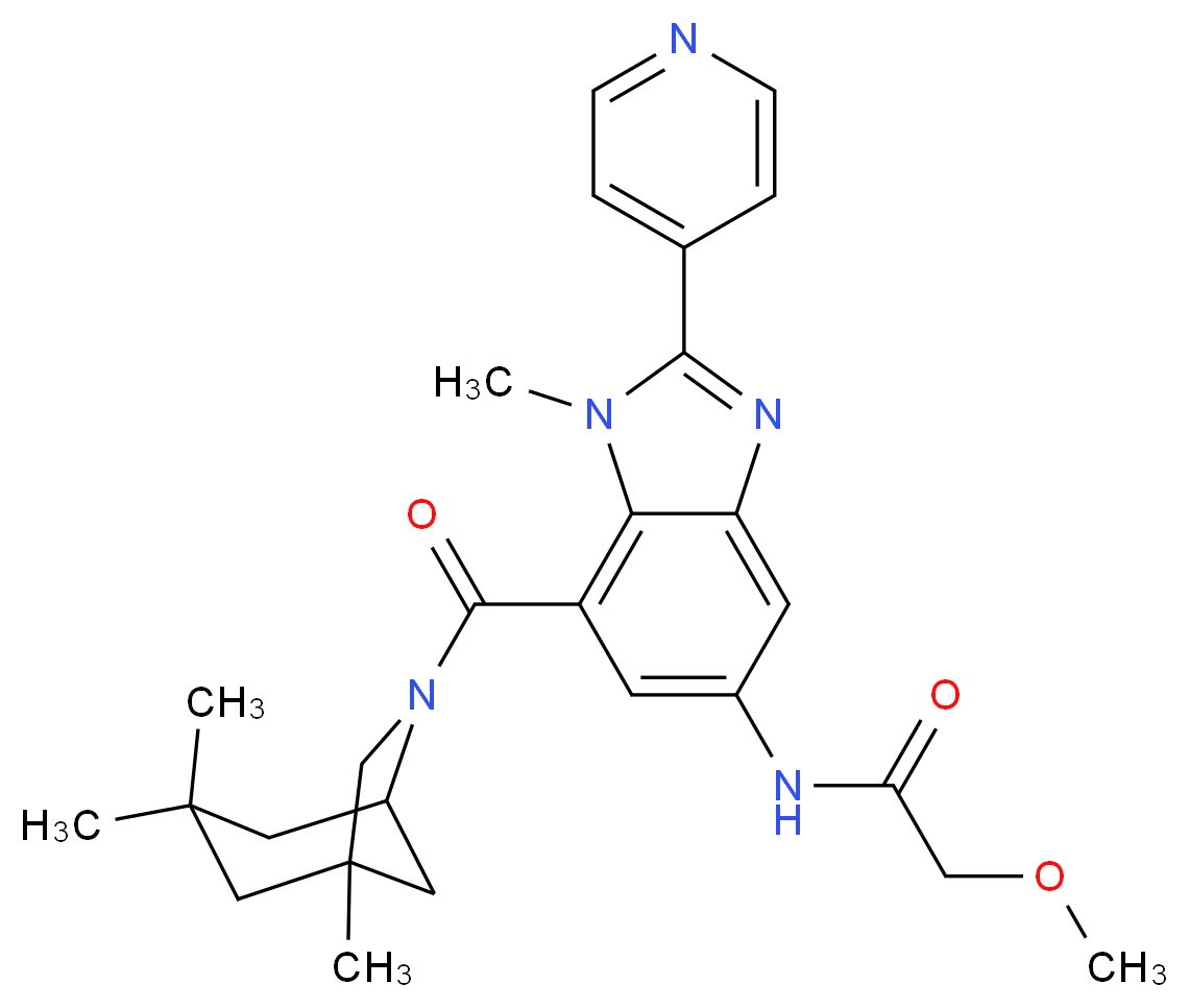 2-methoxy-N-{1-methyl-2-(4-pyridinyl)-7-[(1,3,3-trimethyl-6-azabicyclo[3.2.1]oct-6-yl)carbonyl]-1H-benzimidazol-5-yl}acetamide_分子结构_CAS_)