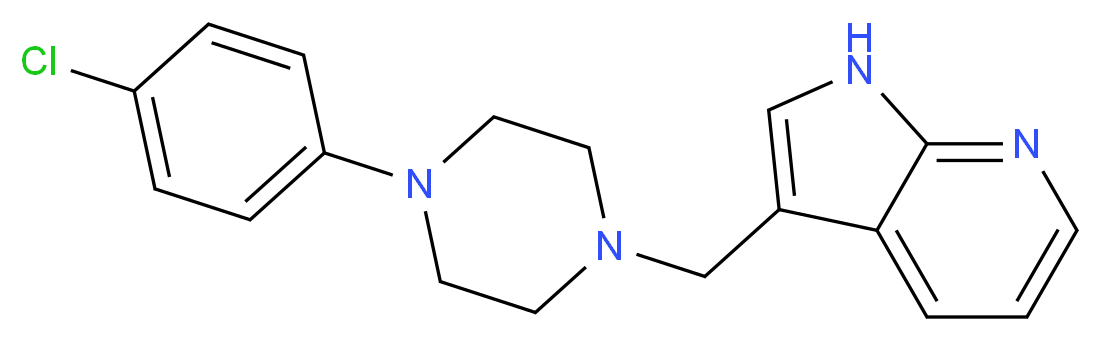 1-(4-chlorophenyl)-4-{1H-pyrrolo[2,3-b]pyridin-3-ylmethyl}piperazine_分子结构_CAS_158985-00-3