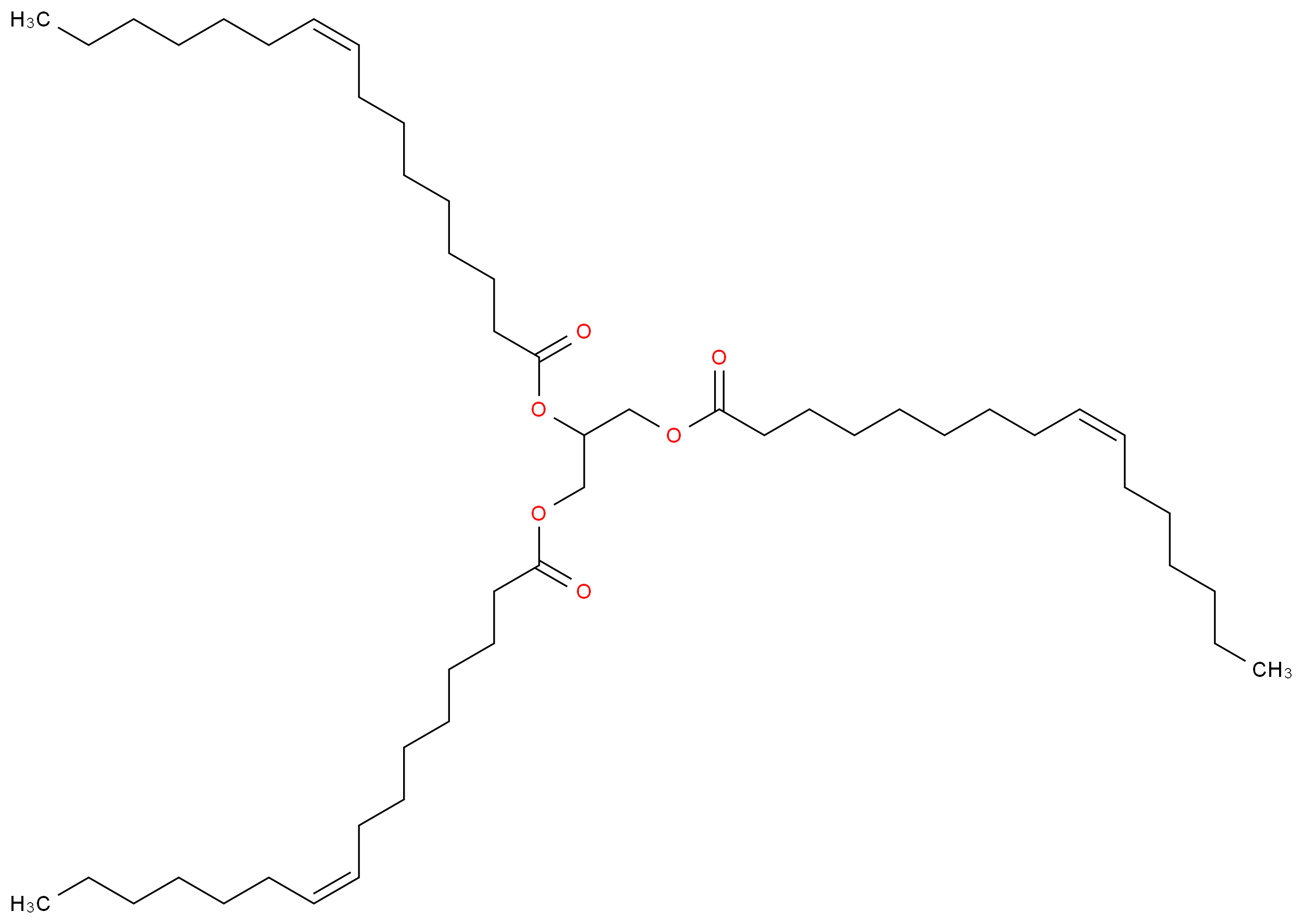 1,3-bis[(9Z)-hexadec-9-enoyloxy]propan-2-yl (9Z)-hexadec-9-enoate_分子结构_CAS_20246-55-3