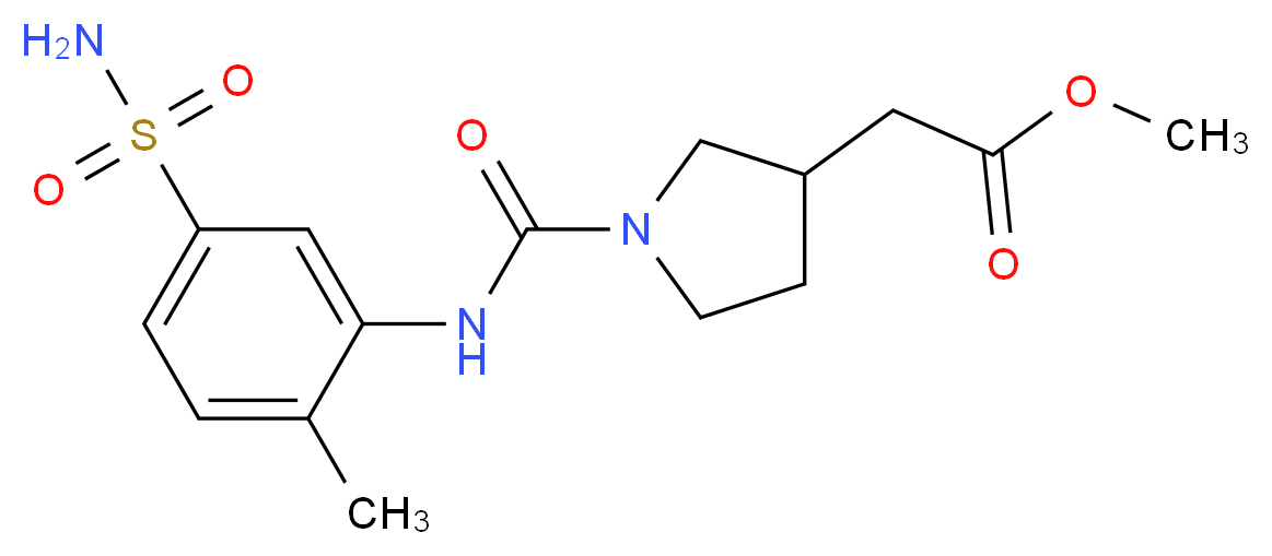 methyl [1-({[5-(aminosulfonyl)-2-methylphenyl]amino}carbonyl)pyrrolidin-3-yl]acetate_分子结构_CAS_)