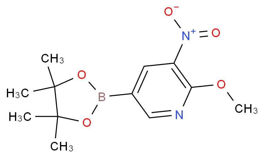 2-methoxy-3-nitro-5-(tetramethyl-1,3,2-dioxaborolan-2-yl)pyridine_分子结构_CAS_1083168-94-8