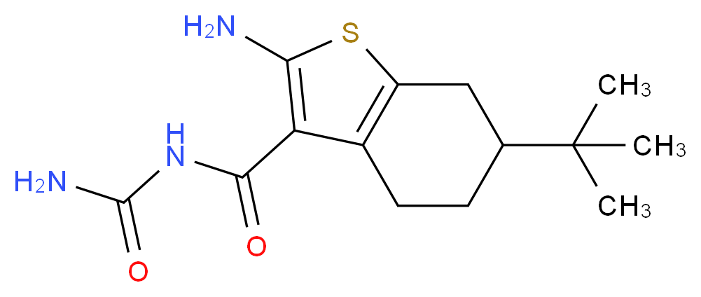2-Amino-N-(aminocarbonyl)-6-tert-butyl-4,5,6,7-tetrahydro-1-benzothiophene-3-carboxamide_分子结构_CAS_)