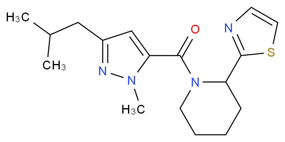 1-[(3-isobutyl-1-methyl-1H-pyrazol-5-yl)carbonyl]-2-(1,3-thiazol-2-yl)piperidine_分子结构_CAS_)