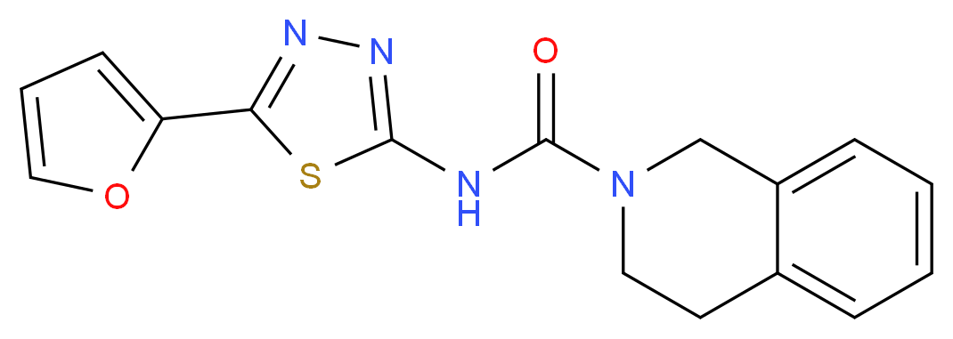 N-[5-(2-furyl)-1,3,4-thiadiazol-2-yl]-3,4-dihydroisoquinoline-2(1H)-carboxamide_分子结构_CAS_)