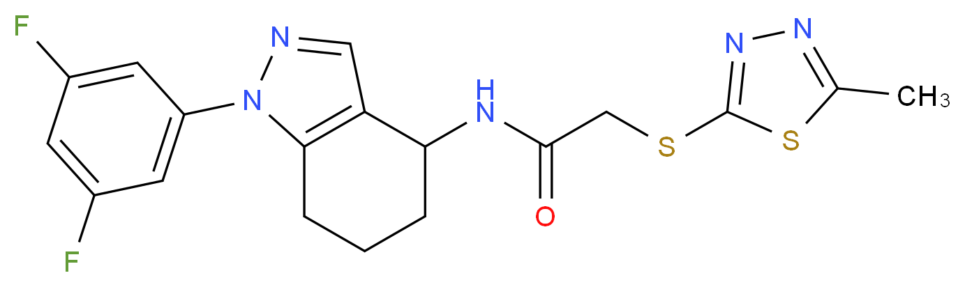 N-[1-(3,5-difluorophenyl)-4,5,6,7-tetrahydro-1H-indazol-4-yl]-2-[(5-methyl-1,3,4-thiadiazol-2-yl)thio]acetamide_分子结构_CAS_)