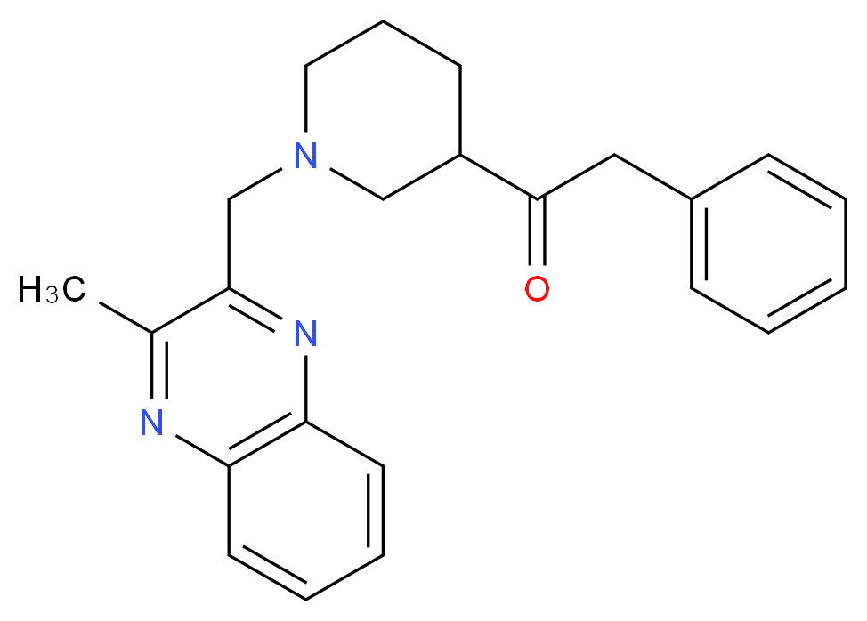1-{1-[(3-methyl-2-quinoxalinyl)methyl]-3-piperidinyl}-2-phenylethanone_分子结构_CAS_)