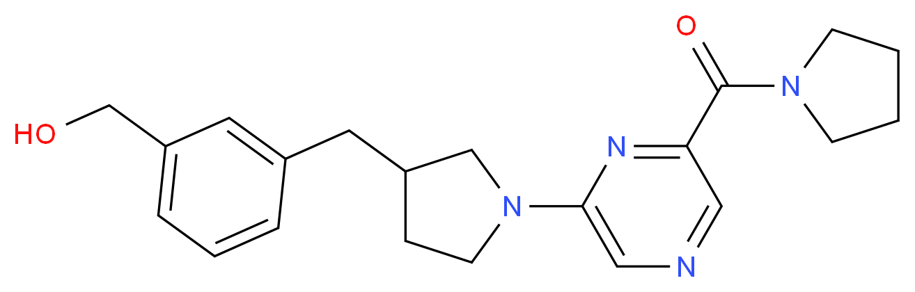 [3-({1-[6-(pyrrolidin-1-ylcarbonyl)pyrazin-2-yl]pyrrolidin-3-yl}methyl)phenyl]methanol_分子结构_CAS_)
