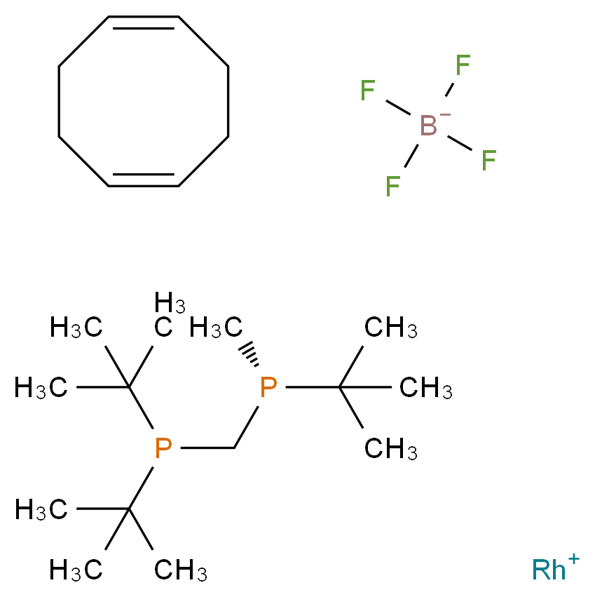 λ<sup>1</sup>-rhodium(1+) ion (1Z,5Z)-cycloocta-1,5-diene tert-butyl[(di-tert-butylphosphanyl)methyl]methylphosphane tetrafluoroboranuide_分子结构_CAS_705945-68-2