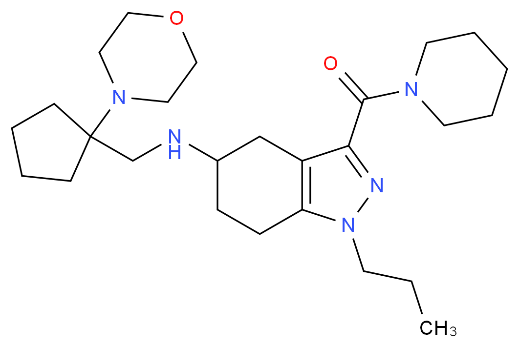 N-{[1-(4-morpholinyl)cyclopentyl]methyl}-3-(1-piperidinylcarbonyl)-1-propyl-4,5,6,7-tetrahydro-1H-indazol-5-amine_分子结构_CAS_)
