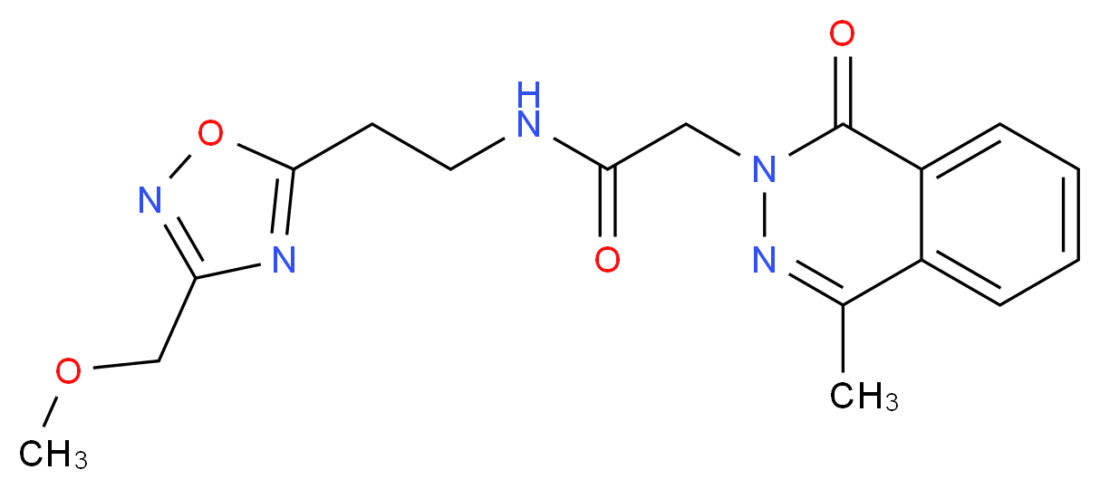 N-{2-[3-(methoxymethyl)-1,2,4-oxadiazol-5-yl]ethyl}-2-(4-methyl-1-oxo-2(1H)-phthalazinyl)acetamide_分子结构_CAS_)
