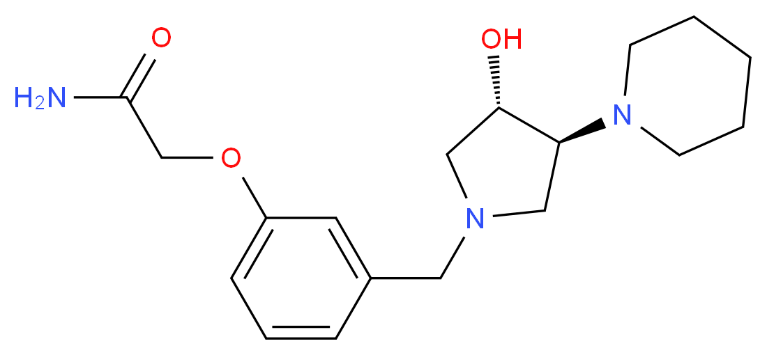 2-(3-{[(3S*,4S*)-3-hydroxy-4-piperidin-1-ylpyrrolidin-1-yl]methyl}phenoxy)acetamide_分子结构_CAS_)