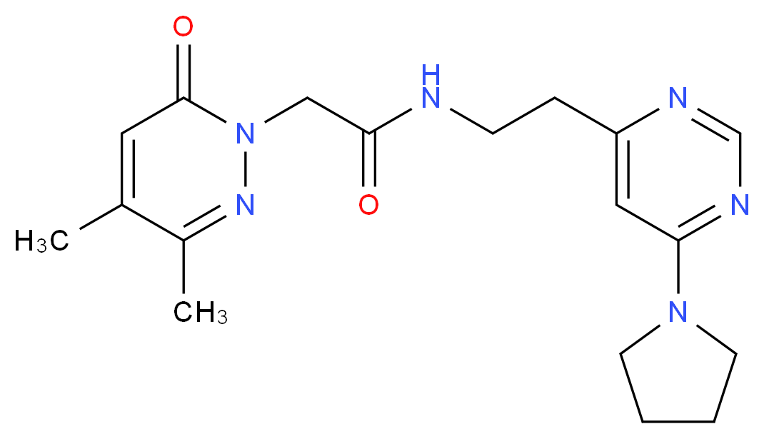 2-(3,4-dimethyl-6-oxo-1(6H)-pyridazinyl)-N-{2-[6-(1-pyrrolidinyl)-4-pyrimidinyl]ethyl}acetamide_分子结构_CAS_)