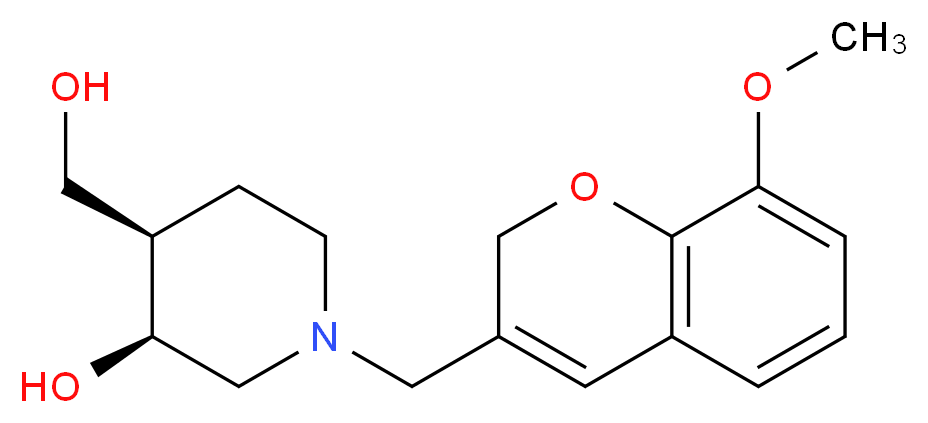 (3S*,4R*)-4-(hydroxymethyl)-1-[(8-methoxy-2H-chromen-3-yl)methyl]-3-piperidinol_分子结构_CAS_)