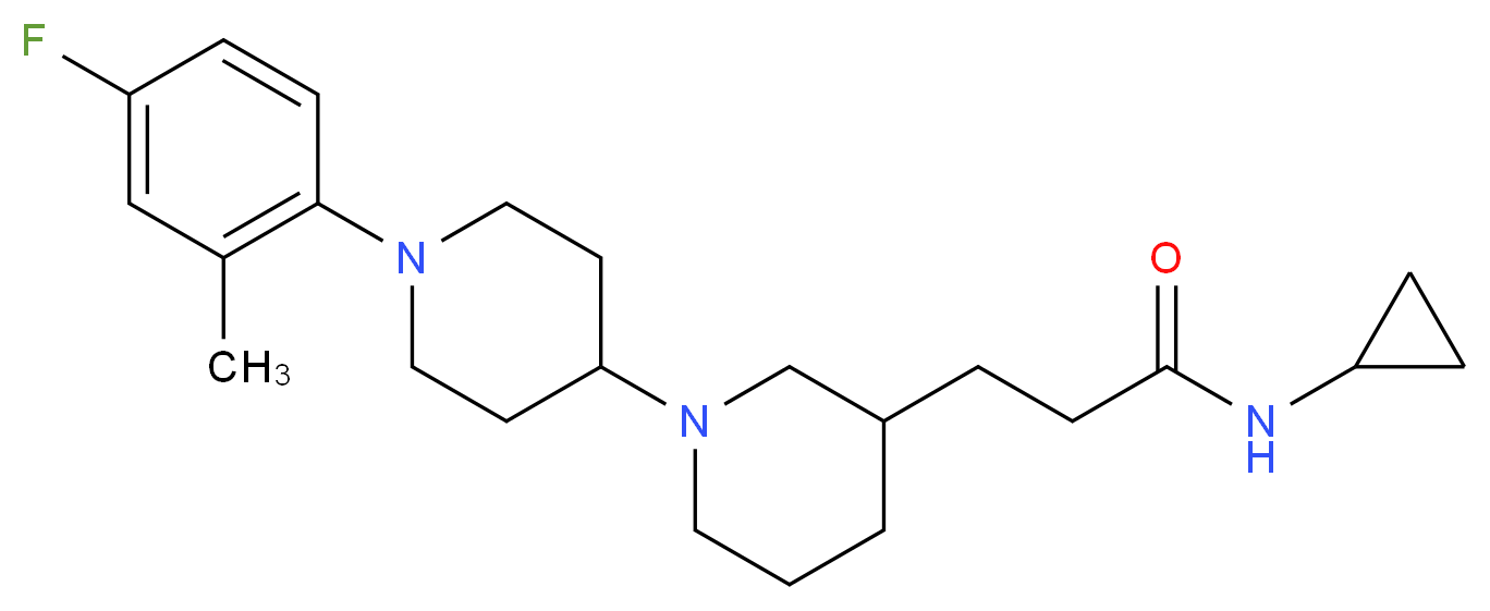 N-cyclopropyl-3-[1'-(4-fluoro-2-methylphenyl)-1,4'-bipiperidin-3-yl]propanamide_分子结构_CAS_)