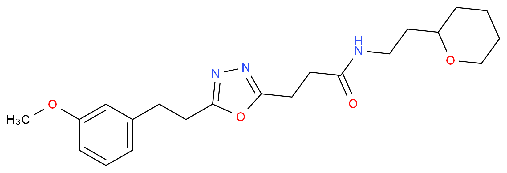 3-{5-[2-(3-methoxyphenyl)ethyl]-1,3,4-oxadiazol-2-yl}-N-[2-(tetrahydro-2H-pyran-2-yl)ethyl]propanamide_分子结构_CAS_)