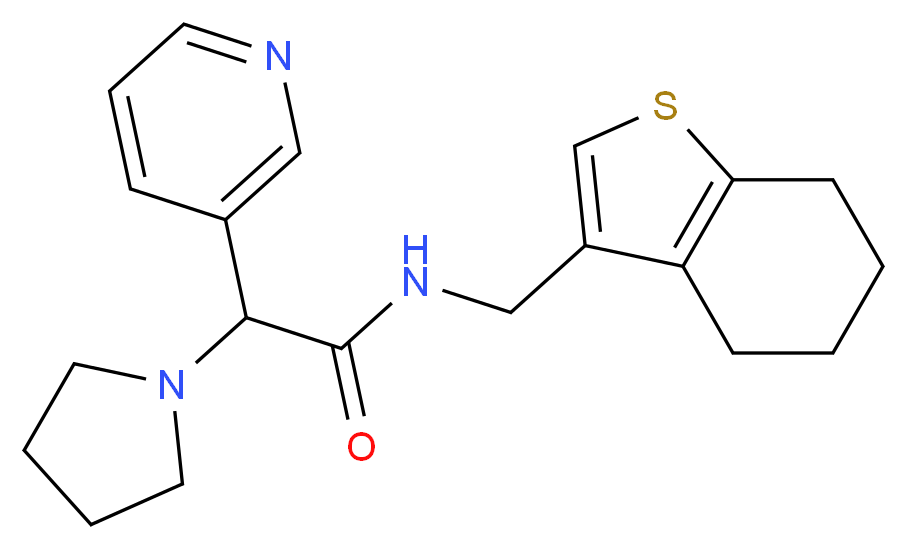 2-(3-pyridinyl)-2-(1-pyrrolidinyl)-N-(4,5,6,7-tetrahydro-1-benzothien-3-ylmethyl)acetamide_分子结构_CAS_)