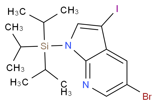 5-Bromo-3-iodo-1-triisopropylsilanyl-1H-pyrrolo[2,3-b]pyridine_分子结构_CAS_875639-49-9)