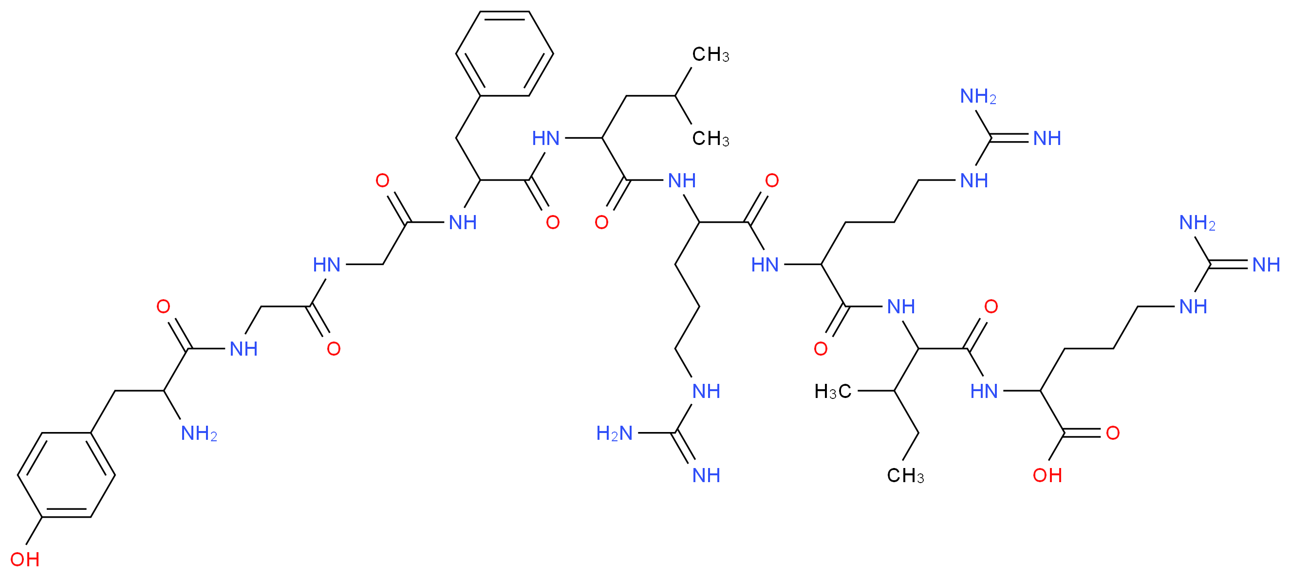 2-{2-[2-(2-{2-[2-(2-{2-[2-amino-3-(4-hydroxyphenyl)propanamido]acetamido}acetamido)-3-phenylpropanamido]-4-methylpentanamido}-5-carbamimidamidopentanamido)-5-carbamimidamidopentanamido]-3-methylpentanamido}-5-carbamimidamidopentanoic acid_分子结构_CAS_77259-54-2
