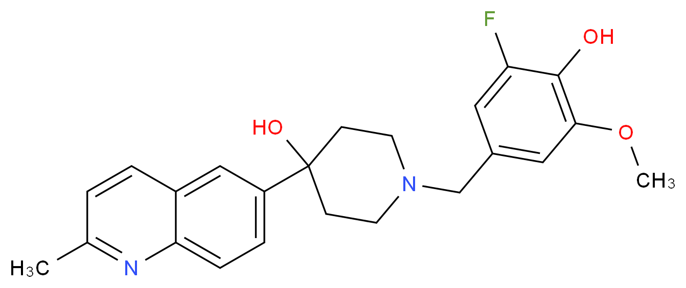 1-(3-fluoro-4-hydroxy-5-methoxybenzyl)-4-(2-methylquinolin-6-yl)piperidin-4-ol_分子结构_CAS_)