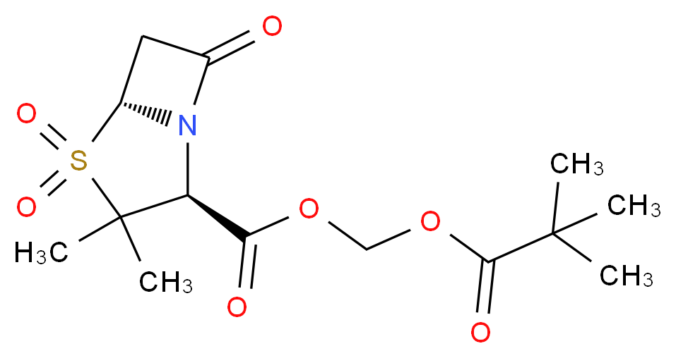 [(2S,5R)-3,3-dimethyl-4,4,7-trioxo-4λ<sup>6</sup>-thia-1-azabicyclo[3.2.0]heptane-2-carbonyloxy]methyl 2,2-dimethylpropanoate_分子结构_CAS_69388-79-0