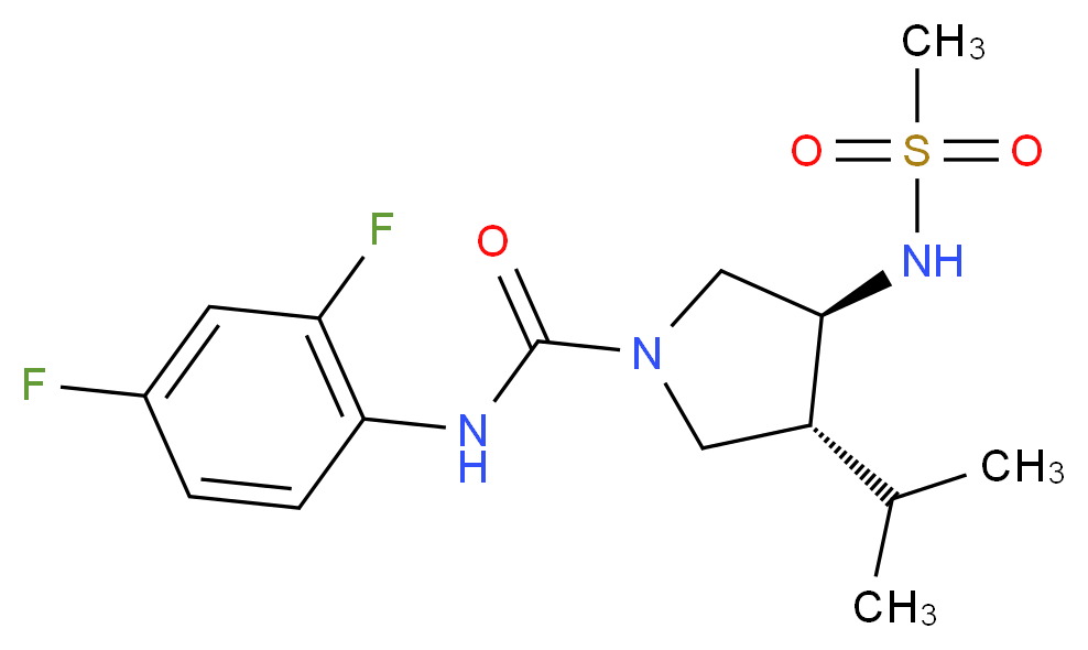 (3R*,4S*)-N-(2,4-difluorophenyl)-3-isopropyl-4-[(methylsulfonyl)amino]-1-pyrrolidinecarboxamide_分子结构_CAS_)