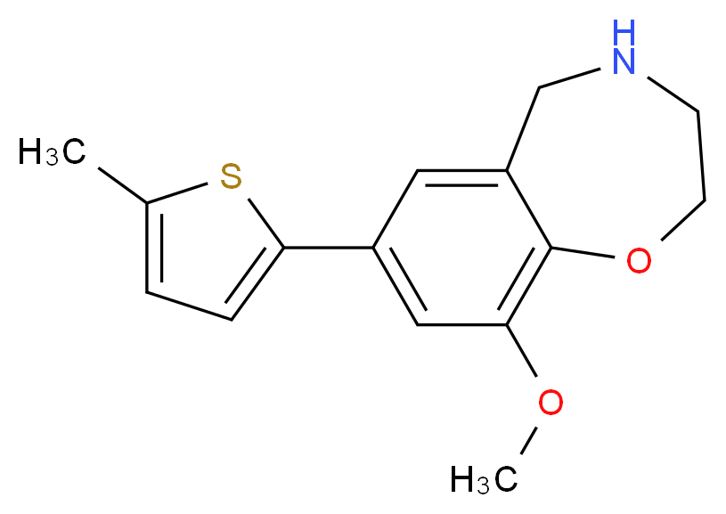 9-methoxy-7-(5-methyl-2-thienyl)-2,3,4,5-tetrahydro-1,4-benzoxazepine_分子结构_CAS_)