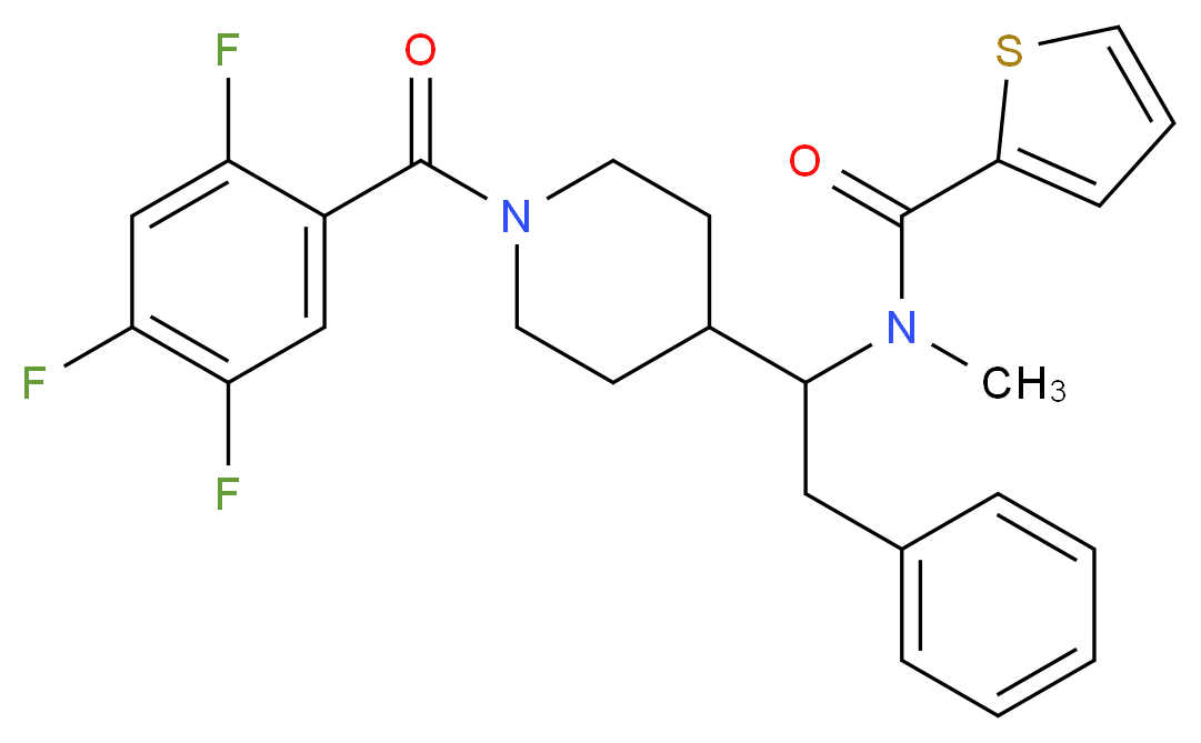 N-methyl-N-{2-phenyl-1-[1-(2,4,5-trifluorobenzoyl)-4-piperidinyl]ethyl}-2-thiophenecarboxamide_分子结构_CAS_)
