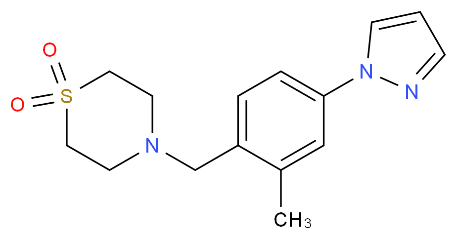 4-[2-methyl-4-(1H-pyrazol-1-yl)benzyl]thiomorpholine 1,1-dioxide_分子结构_CAS_)