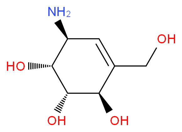 (1R,2S,3R,6S)-6-amino-4-(hydroxymethyl)cyclohex-4-ene-1,2,3-triol_分子结构_CAS_38231-86-6