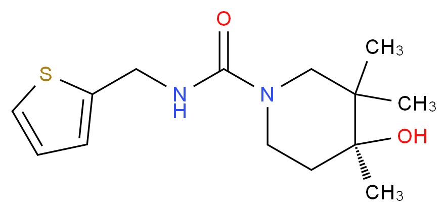 (4S*)-4-hydroxy-3,3,4-trimethyl-N-(2-thienylmethyl)piperidine-1-carboxamide_分子结构_CAS_)