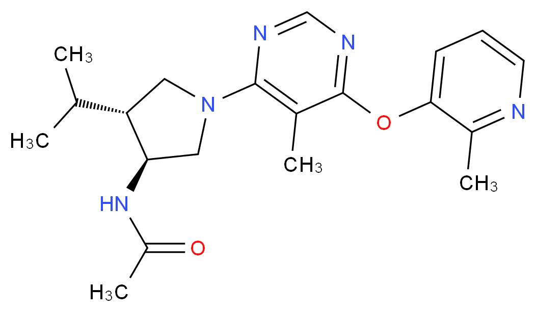 N-((3S*,4R*)-4-isopropyl-1-{5-methyl-6-[(2-methylpyridin-3-yl)oxy]pyrimidin-4-yl}pyrrolidin-3-yl)acetamide_分子结构_CAS_)