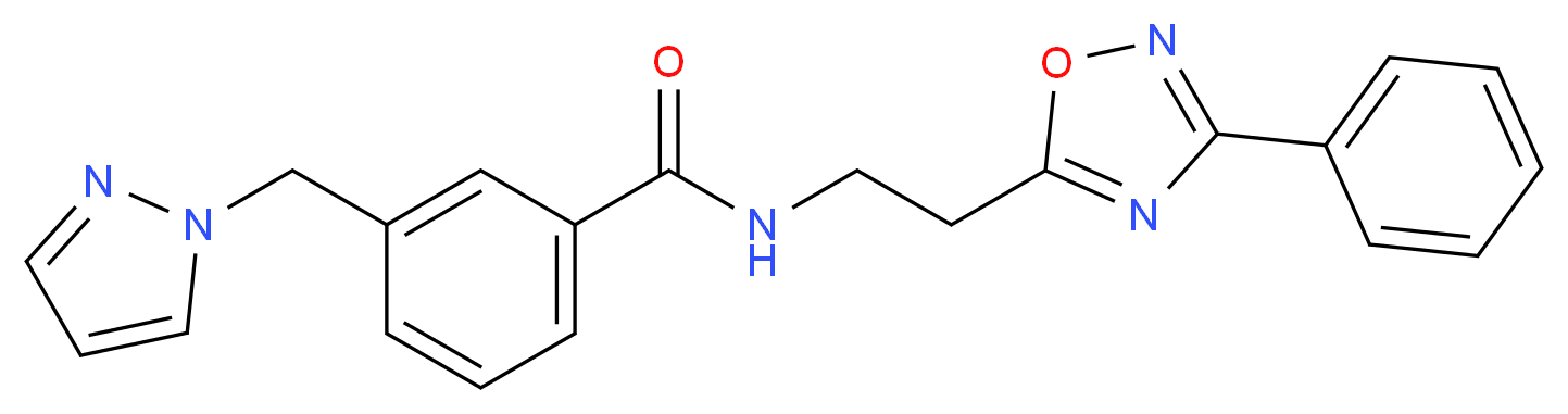 N-[2-(3-phenyl-1,2,4-oxadiazol-5-yl)ethyl]-3-(1H-pyrazol-1-ylmethyl)benzamide_分子结构_CAS_)