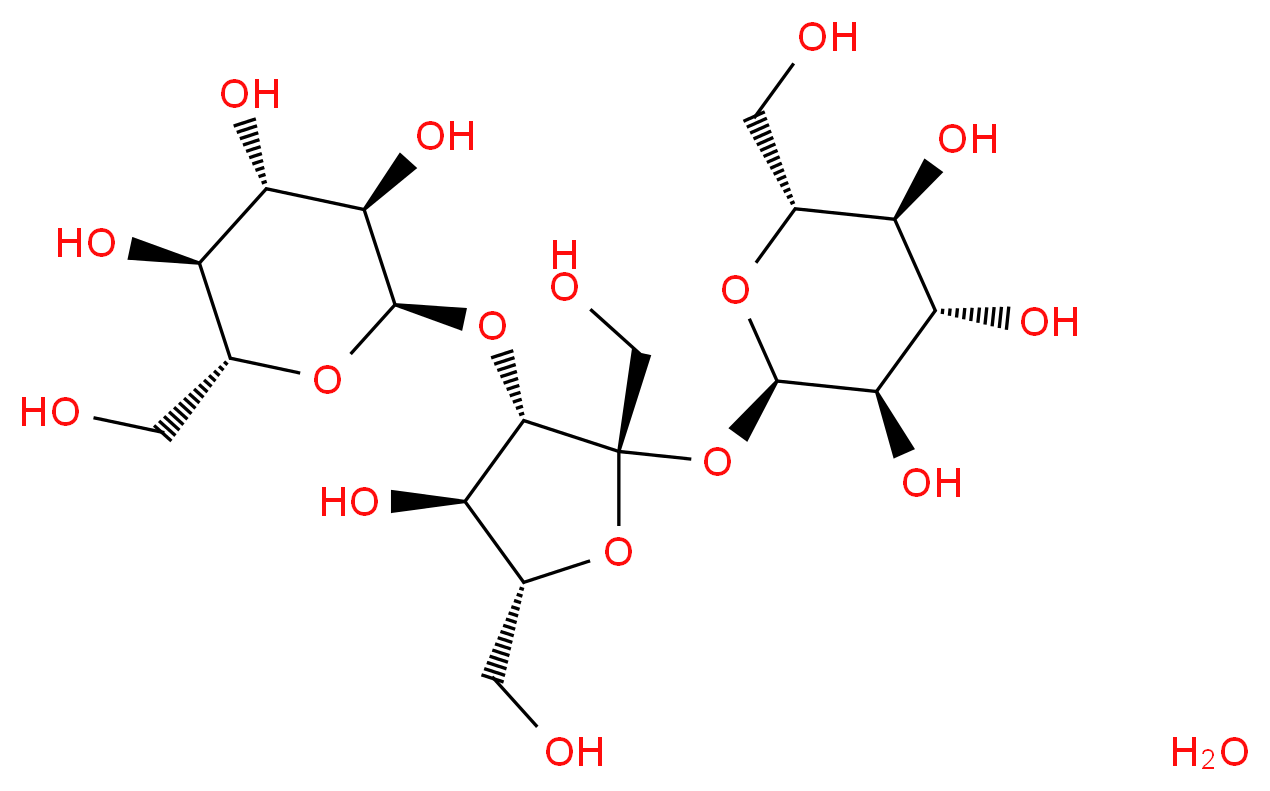 (2R,3R,4S,5S,6R)-2-{[(2S,3S,4R,5R)-4-hydroxy-2,5-bis(hydroxymethyl)-3-{[(2R,3R,4S,5S,6R)-3,4,5-trihydroxy-6-(hydroxymethyl)oxan-2-yl]oxy}oxolan-2-yl]oxy}-6-(hydroxymethyl)oxane-3,4,5-triol hydrate_分子结构_CAS_207511-10-2